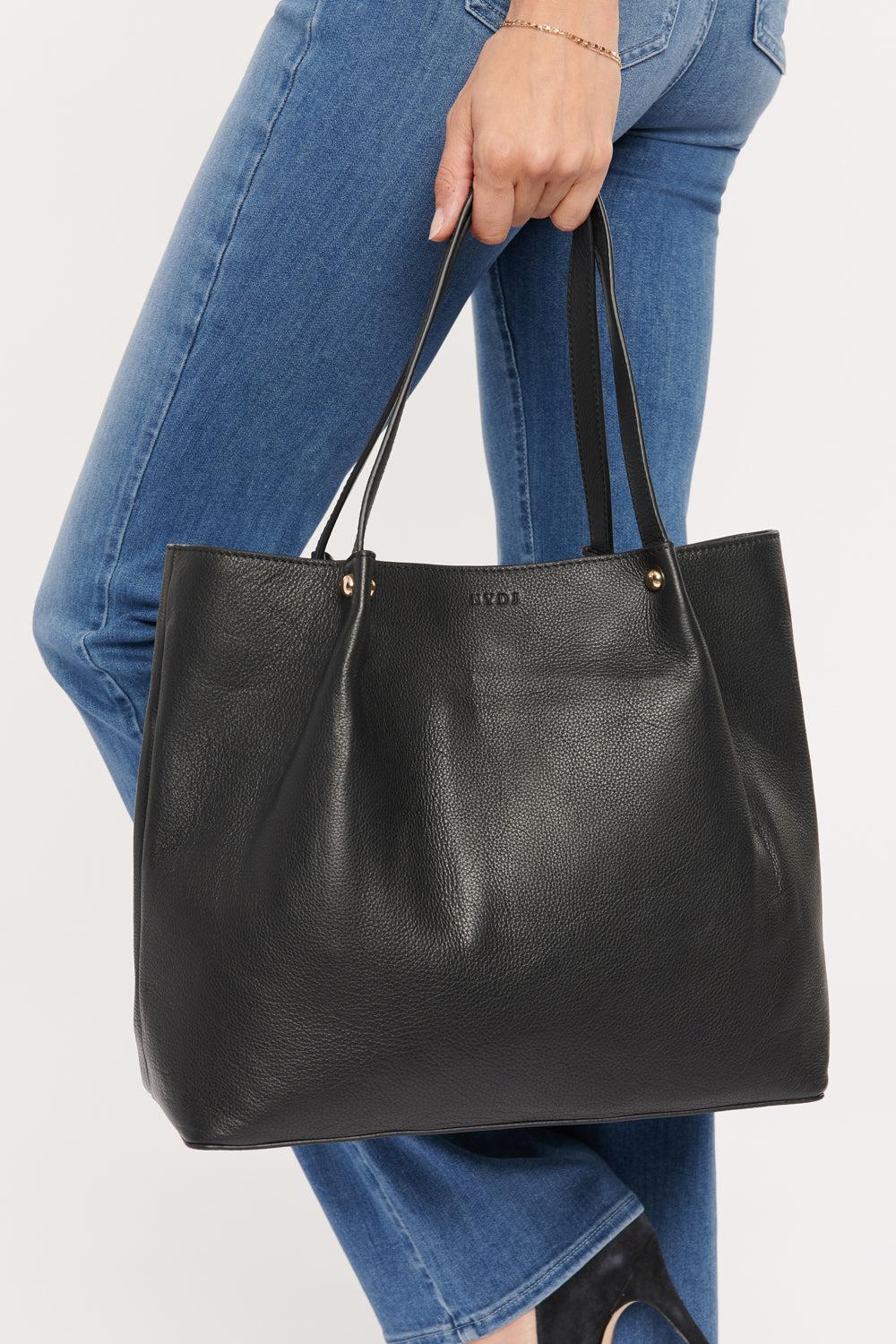 Leather Tote Bag With Pouch - Black Black | NYDJ