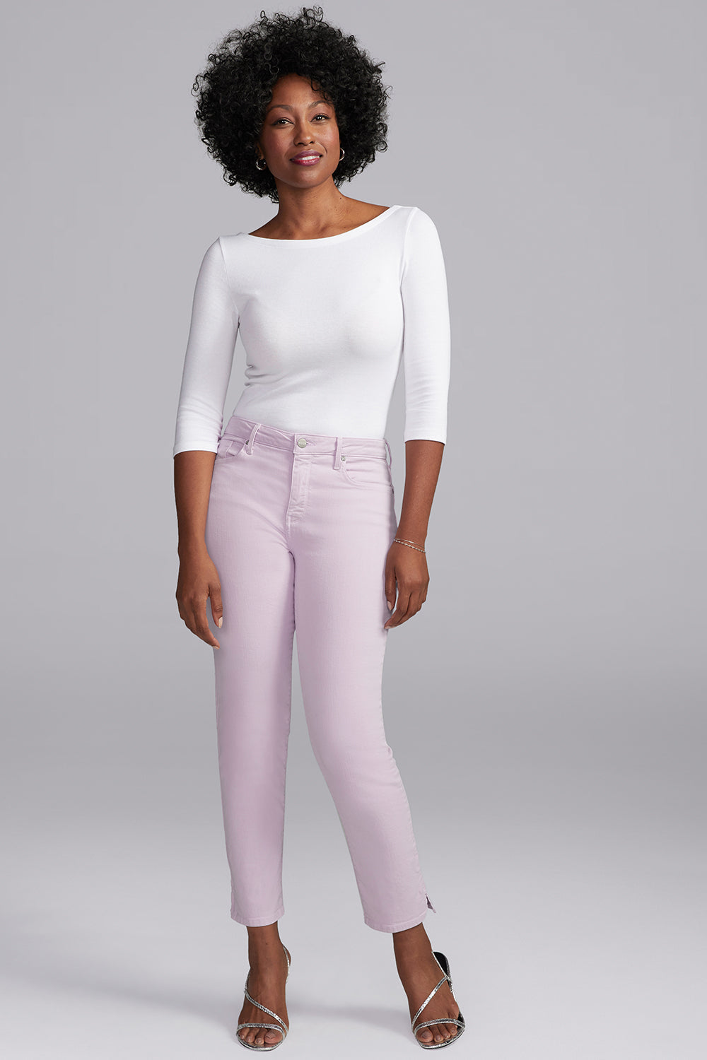 Slim Straight Ankle Jeans In Short Inseam In Curves 360 Denim With Side  Slit - Lilac Petal Purple | NYDJ