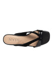 NYDJ Contessa Wedge Sandals In Suede And Patent Leather - Black