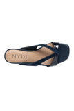 NYDJ Contessa Wedge Sandals In Suede And Patent Leather - Navy