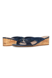 NYDJ Contessa Wedge Sandals In Suede And Patent Leather - Navy