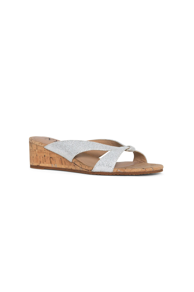 NYDJ Contessa Wedge Sandals In Metallic Leather - Silver