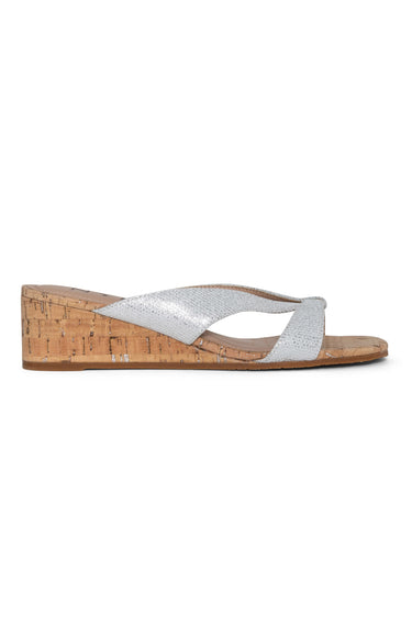 NYDJ Contessa Wedge Sandals In Metallic Leather - Silver
