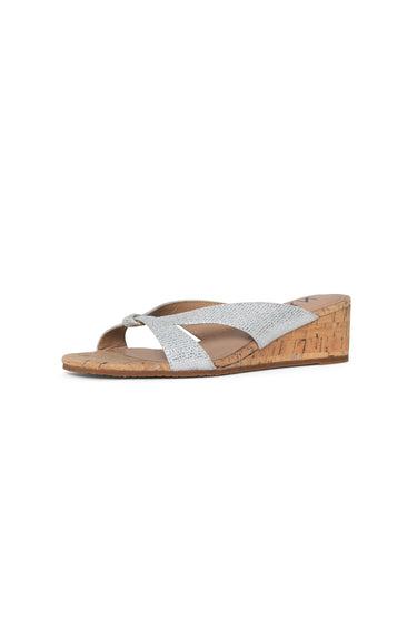 NYDJ Contessa Wedge Sandals In Metallic Leather - Silver