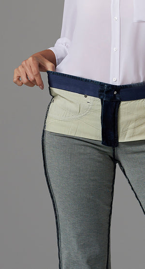 Click here to shop women's waist-match denim
