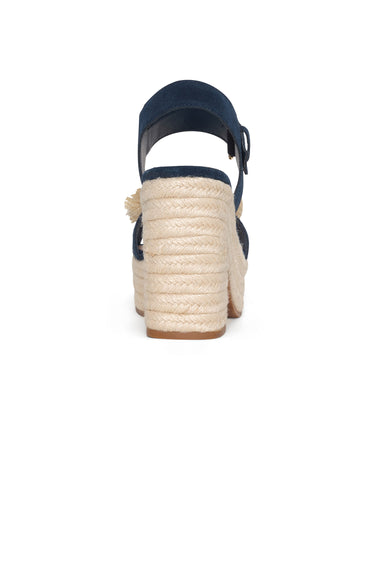 NYDJ Houston Platform Sandals In Suede And Denim - Indigo