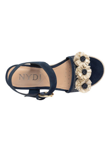 NYDJ Houston Platform Sandals In Suede And Denim - Indigo