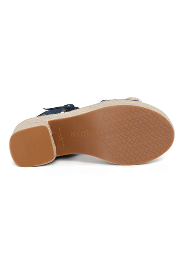NYDJ Houston Platform Sandals In Suede And Denim - Indigo