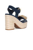 NYDJ Houston Platform Sandals In Suede And Denim - Indigo