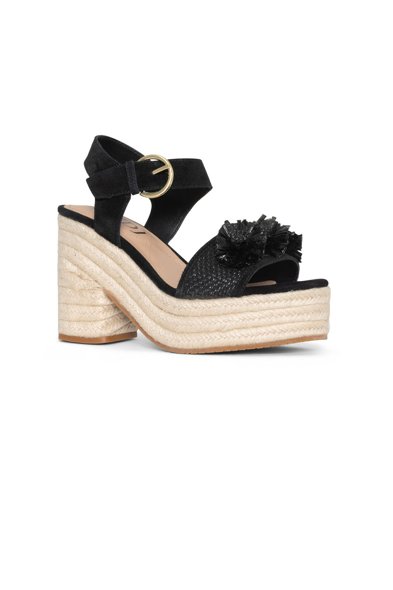 NYDJ Houston Platform Sandals In Suede And Raffia - Black
