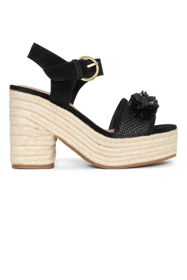 NYDJ Houston Platform Sandals In Suede And Raffia - Black