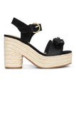 NYDJ Houston Platform Sandals In Suede And Raffia - Black