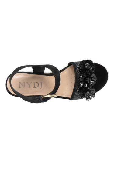 NYDJ Houston Platform Sandals In Suede And Raffia - Black