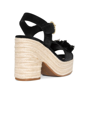 NYDJ Houston Platform Sandals In Suede And Raffia - Black