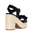 NYDJ Houston Platform Sandals In Suede And Raffia - Black