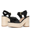 NYDJ Houston Platform Sandals In Suede And Raffia - Black