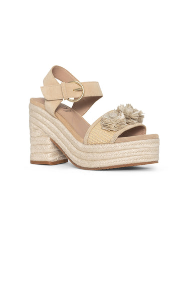 NYDJ Houston Platform Sandals In Suede And Raffia - Natural