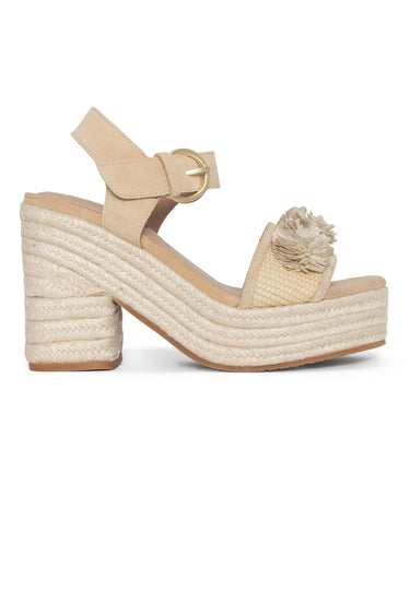 NYDJ Houston Platform Sandals In Suede And Raffia - Natural