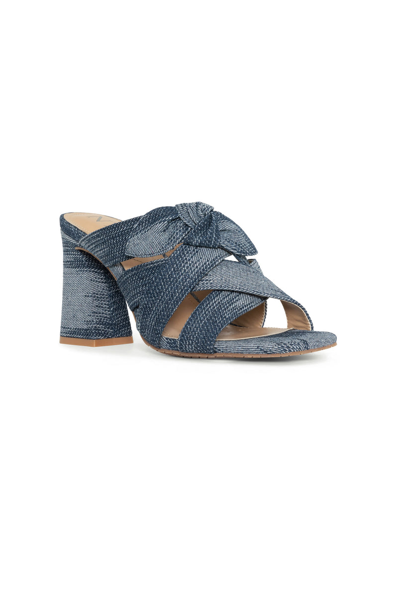 NYDJ Loreri Mule Sandals In Streaked Denim - Dark Blue