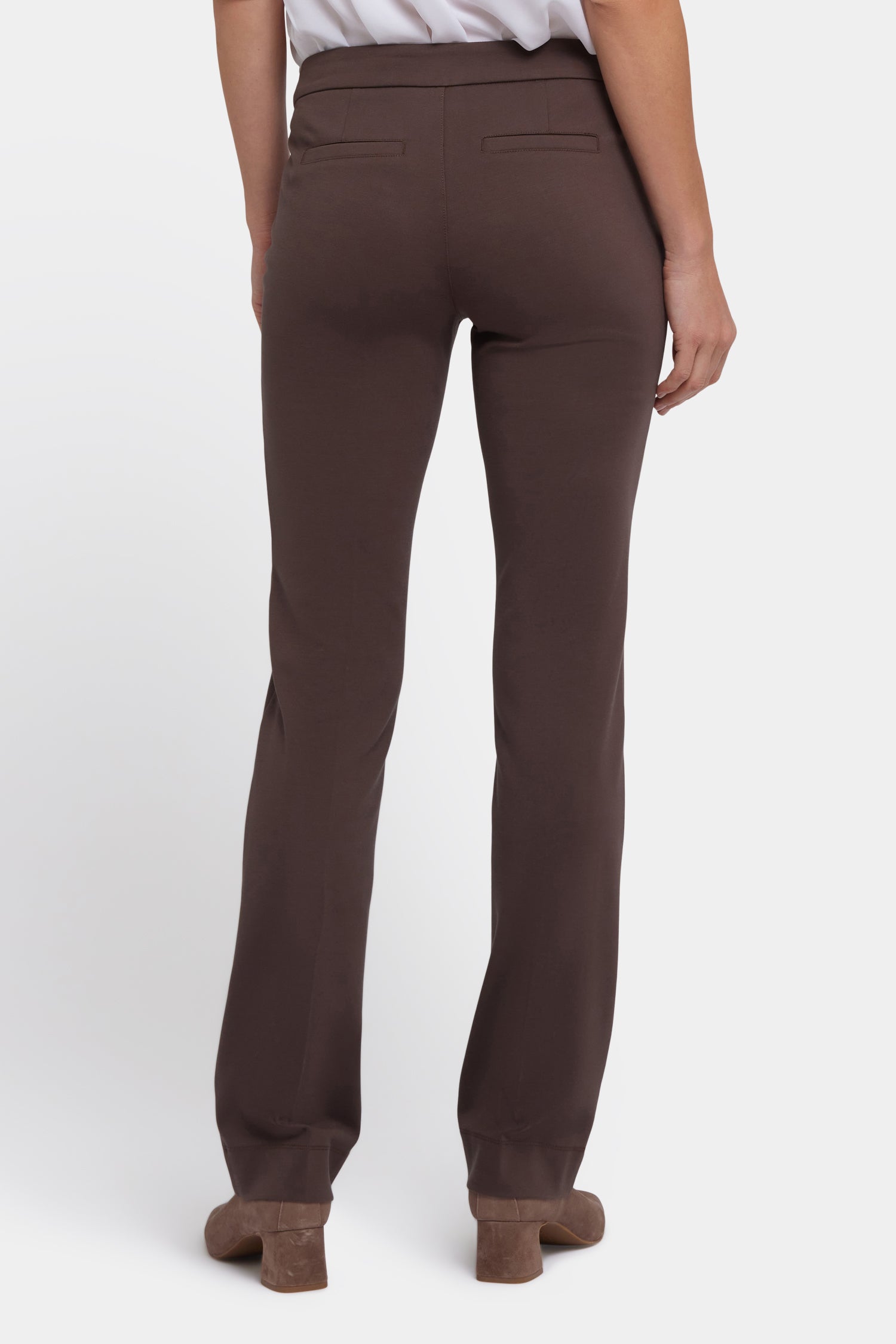 Slim Trouser Pants In Ponte Knit - Coffee Bean Brown