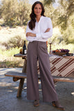 NYDJ Whitney Trouser Pants In Ponte Knit With Super High Rise - Dark Wood