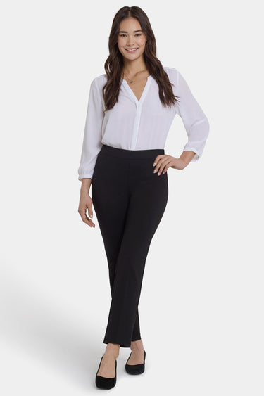 NYDJ Pull-On Slim Ankle Trouser Pants In Ponte Knit - Black