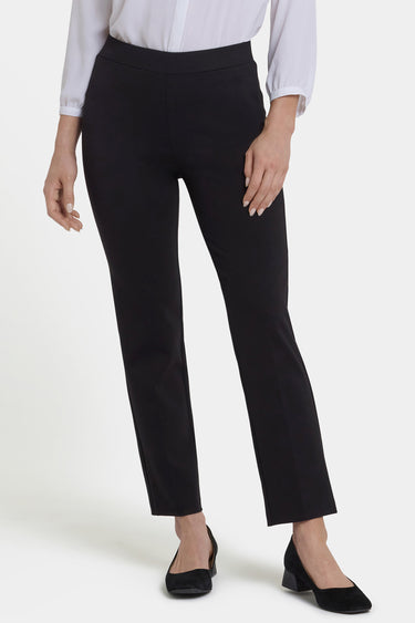 NYDJ Pull-On Slim Ankle Trouser Pants In Ponte Knit - Black