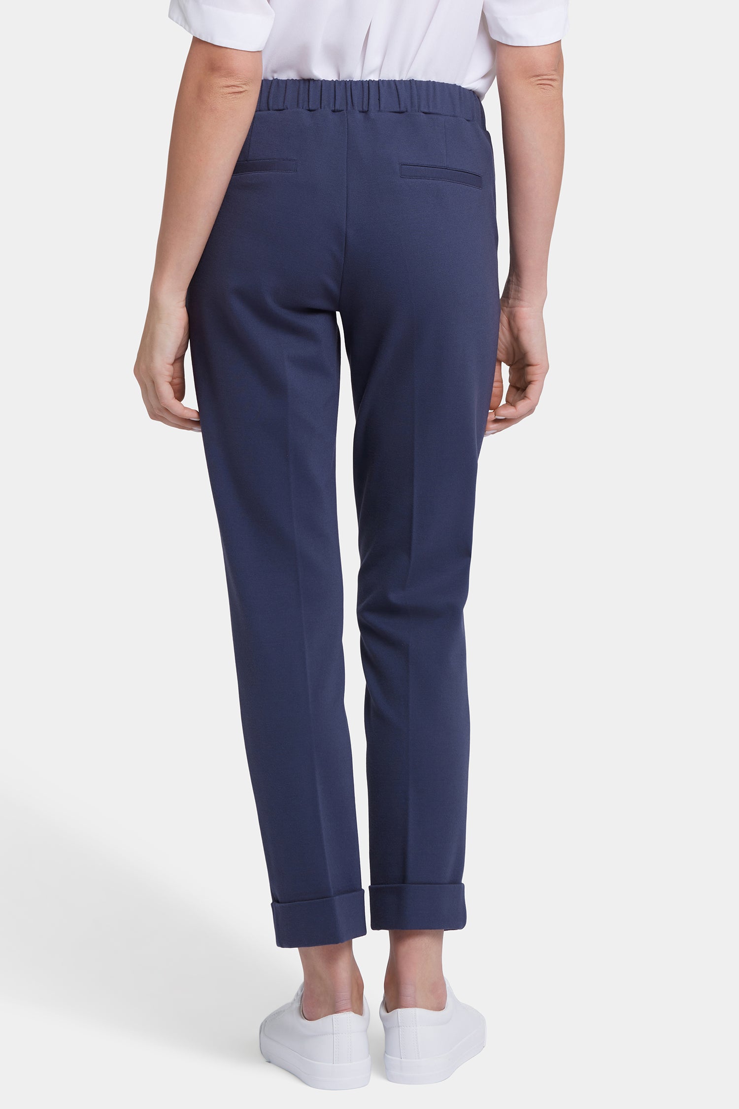 Cassidy Ankle Pull-On Trouser Pants In Ponte Knit With Cuffs