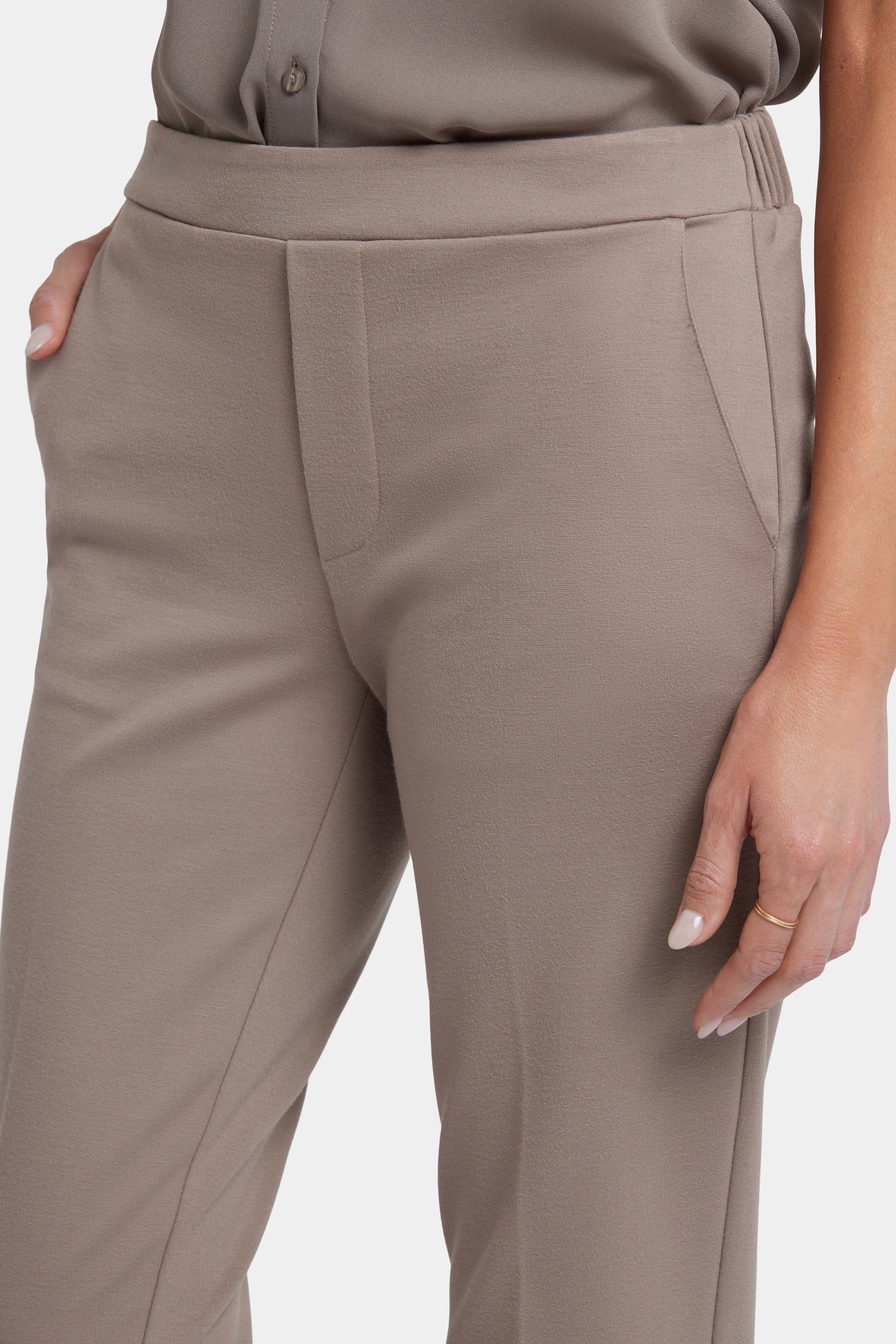 Cassidy Ankle Pull-On Trouser Pants In Ponte Knit With Cuffs