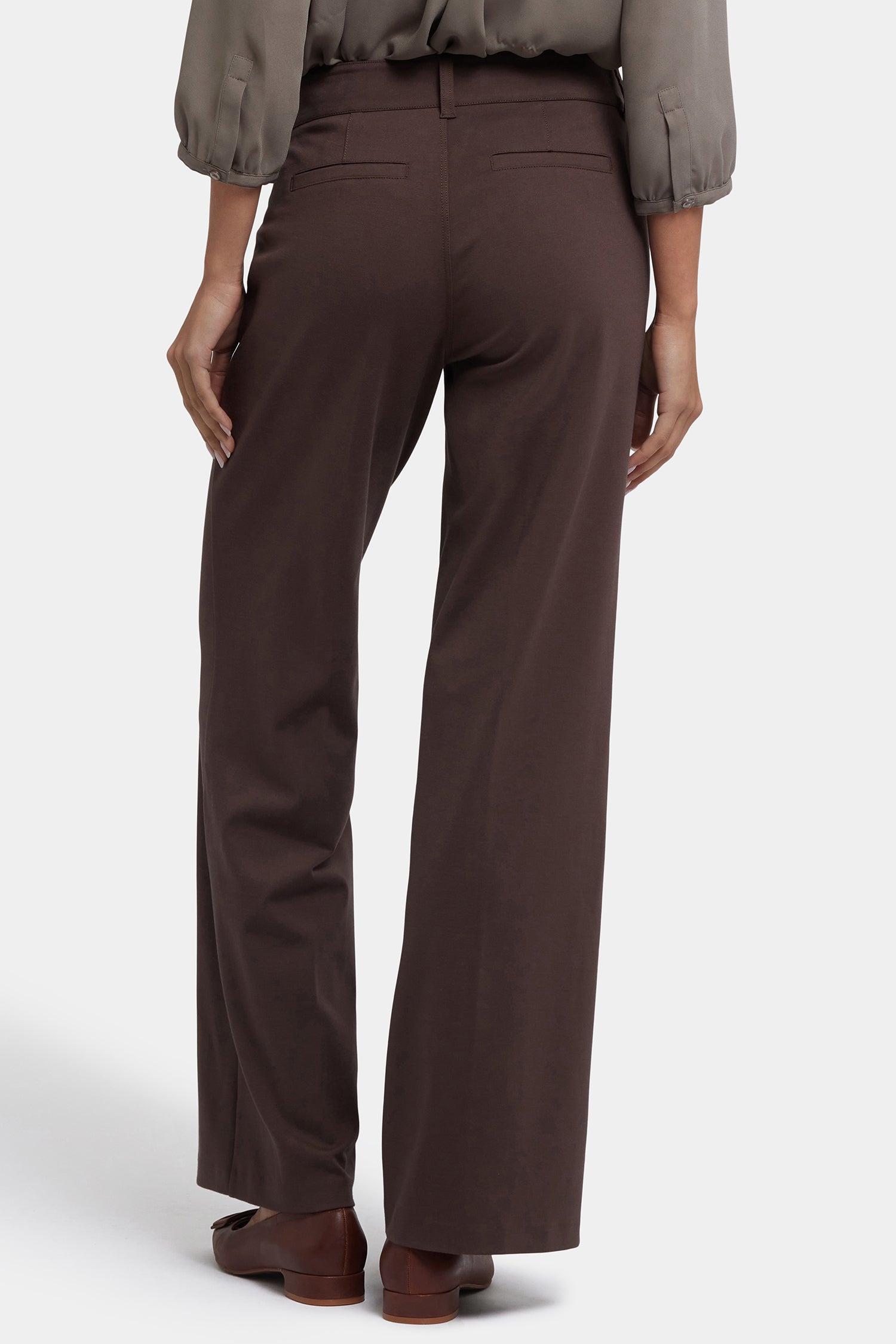 Fiona Trouser Pants In Ponte Knit With High Rise - Coffee