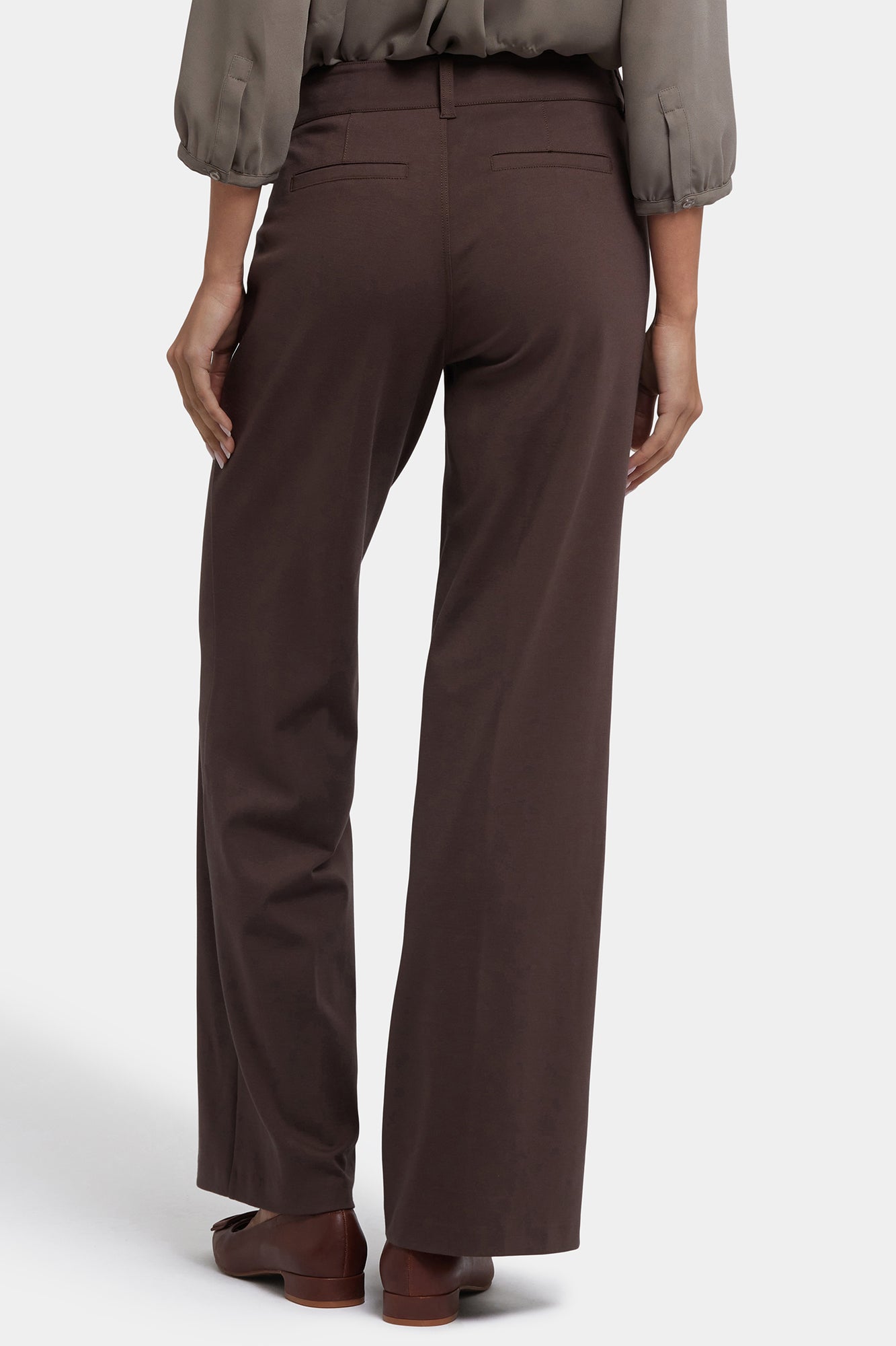 NYDJ Fiona Trouser Pants In Ponte Knit With High Rise - Coffee Bean
