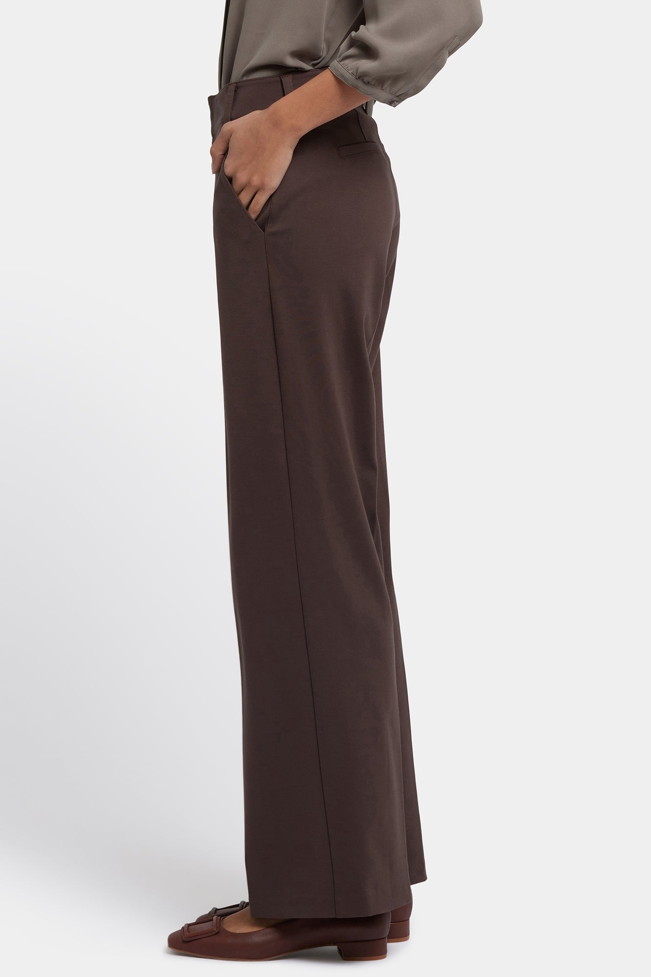 NYDJ Fiona Trouser Pants In Ponte Knit With High Rise - Coffee Bean