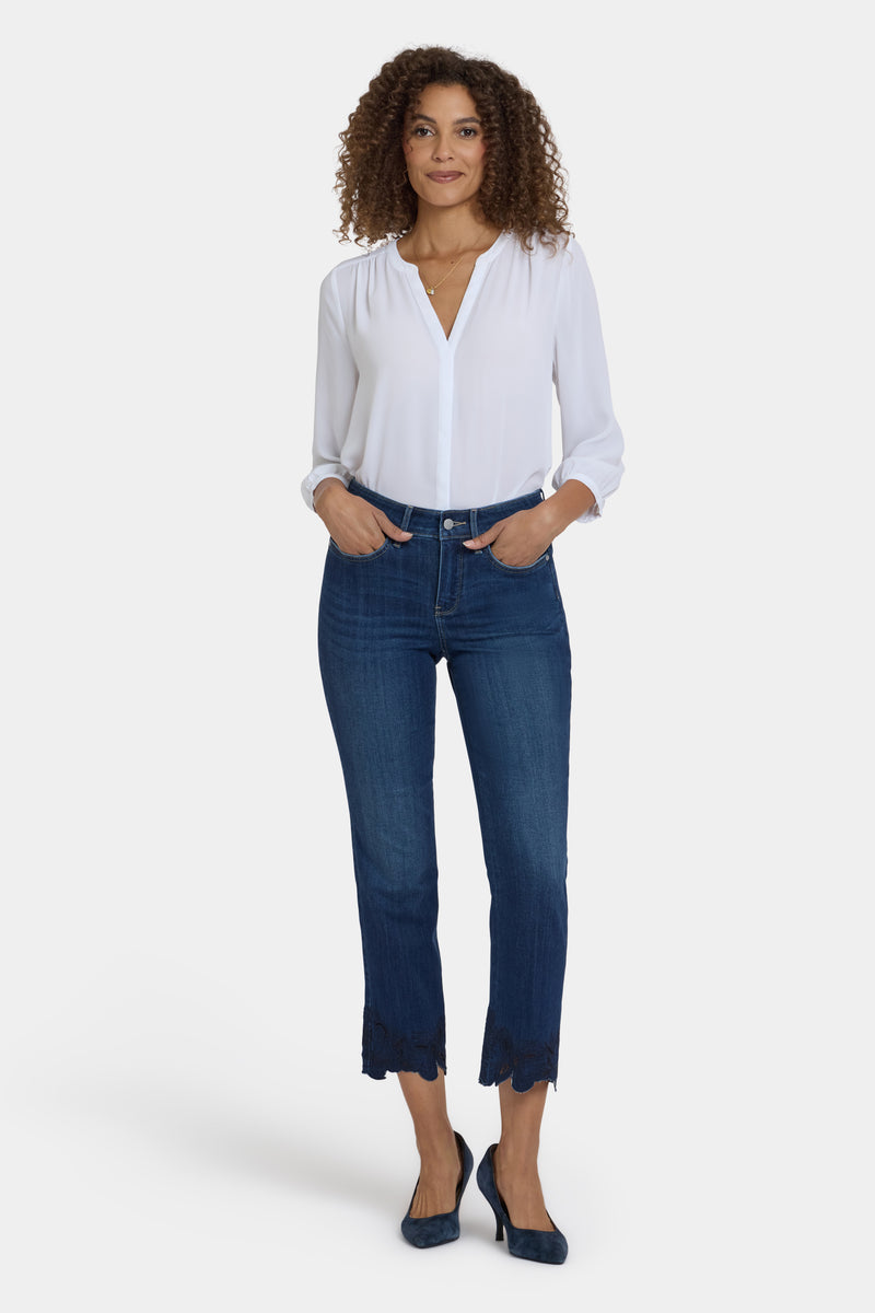 NYDJ Marilyn Straight Ankle Jeans In Sure Stretch® Denim With Embroidered Hems - Wonderland