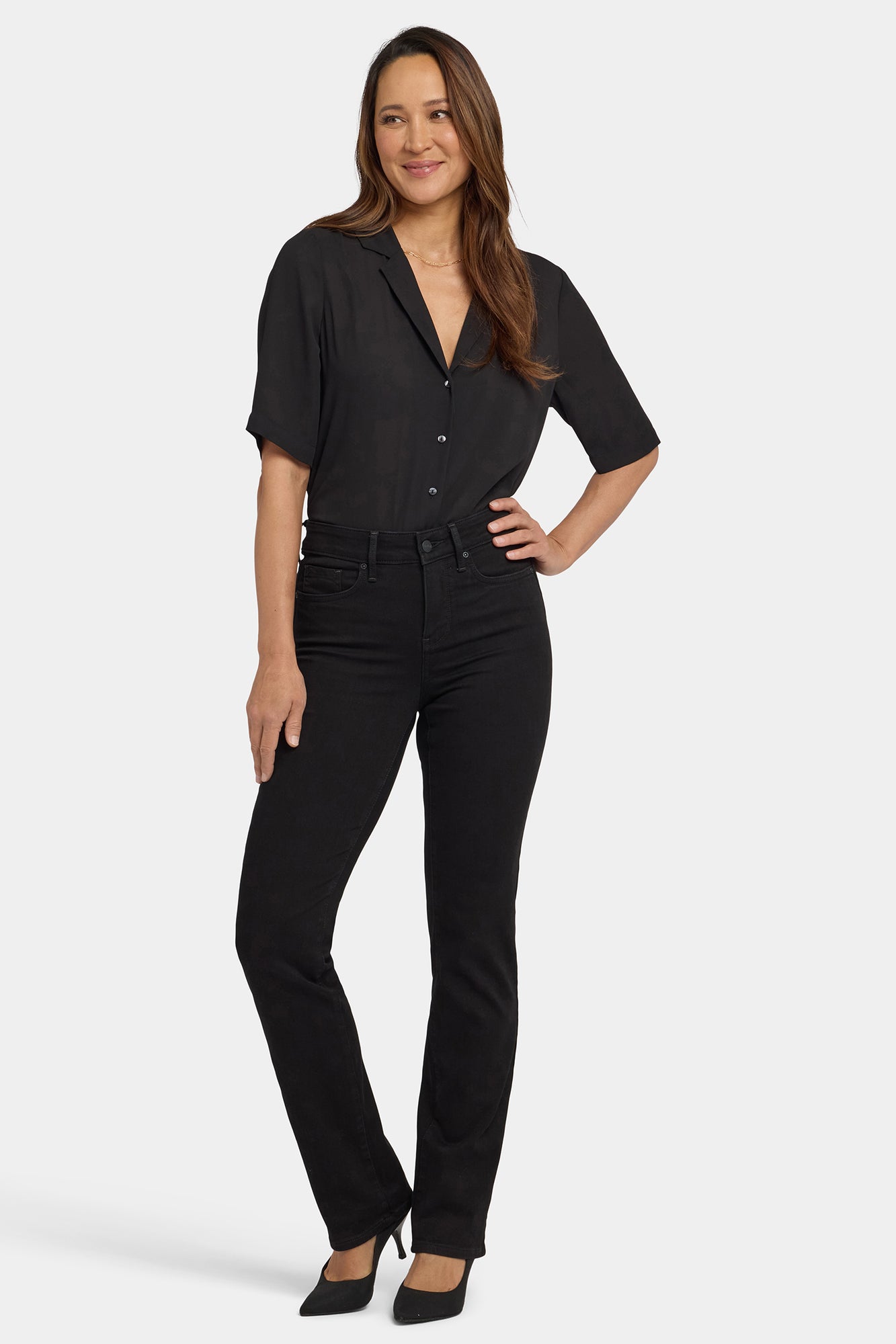NYDJ Marilyn Straight Jeans In Sure Stretch® Denim - Black Rinse