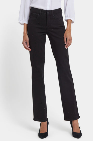 NYDJ Marilyn Straight Jeans In Sure Stretch® Denim With Scattered Stones - Black Rinse