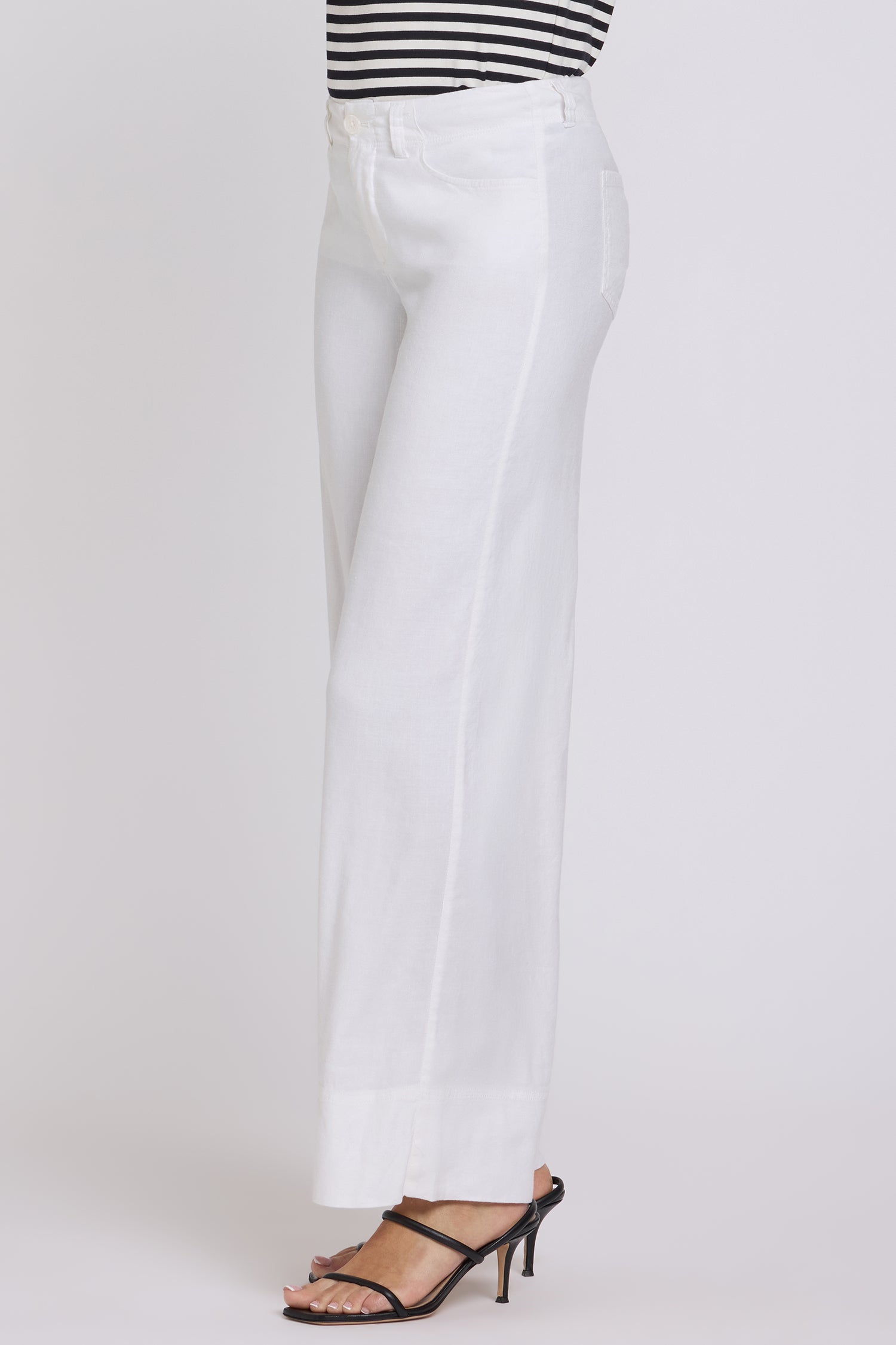 NYDJ Women's 5 Pocket Wide Leg Trouser Pants in Optic White, Regular, Size: 2 | Linen