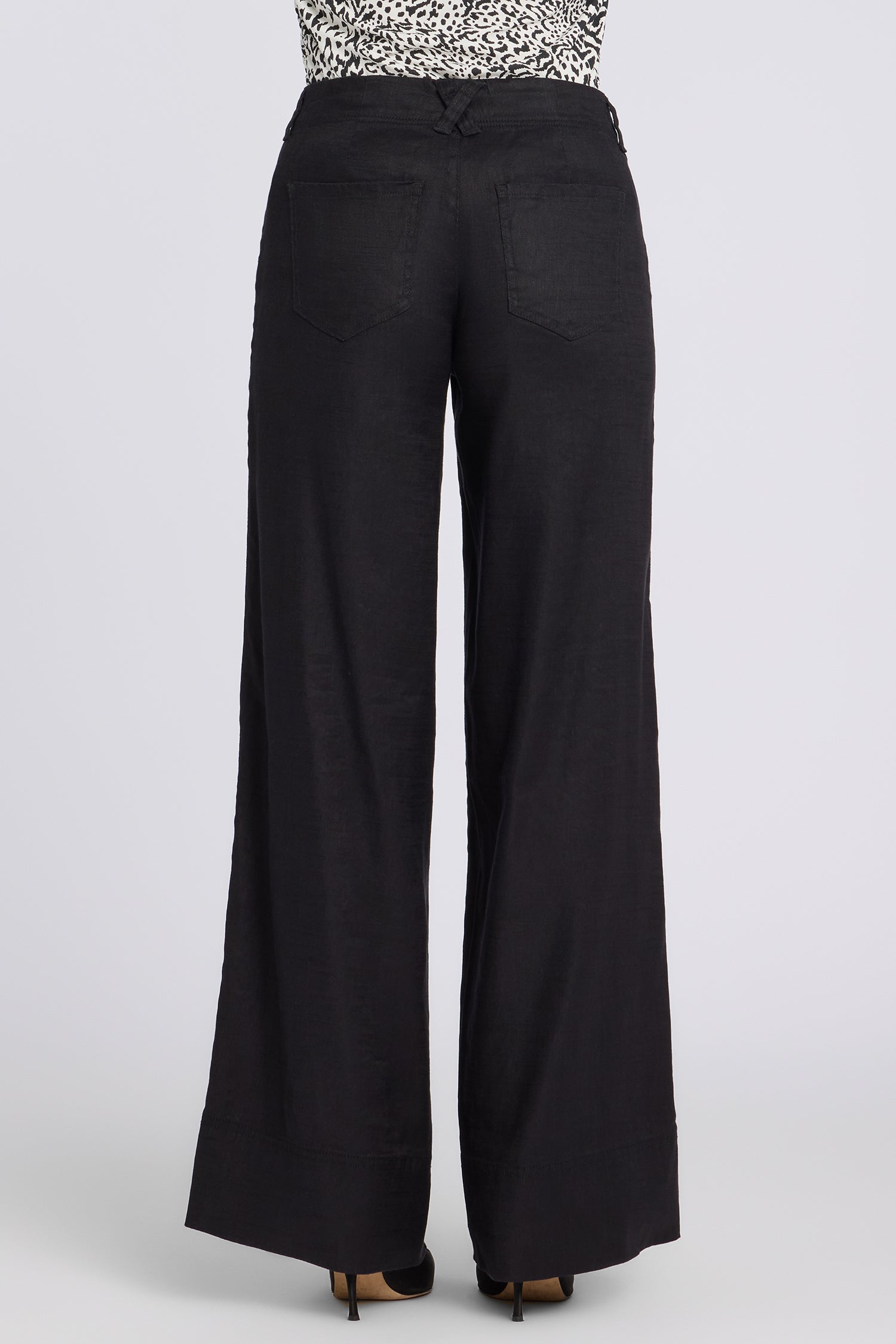 5 Pocket Wide Leg Trouser Pants In Stretch Linen With Super High 