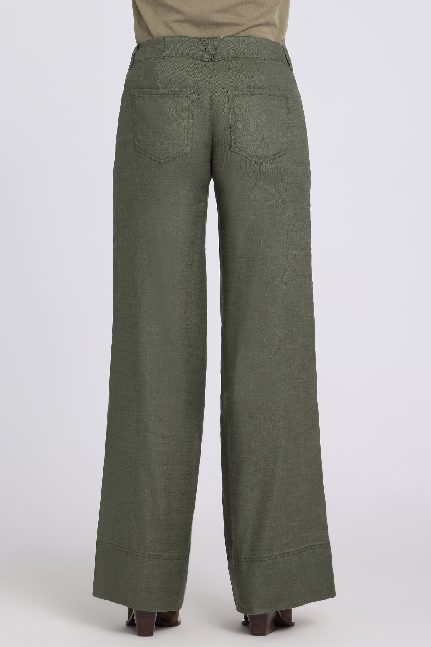 5 Pocket Wide Leg Trouser Pants In Stretch Linen With Super High