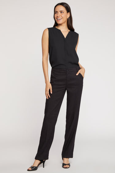 NYDJ Marilyn Straight Pants In Stretch Linen - Black