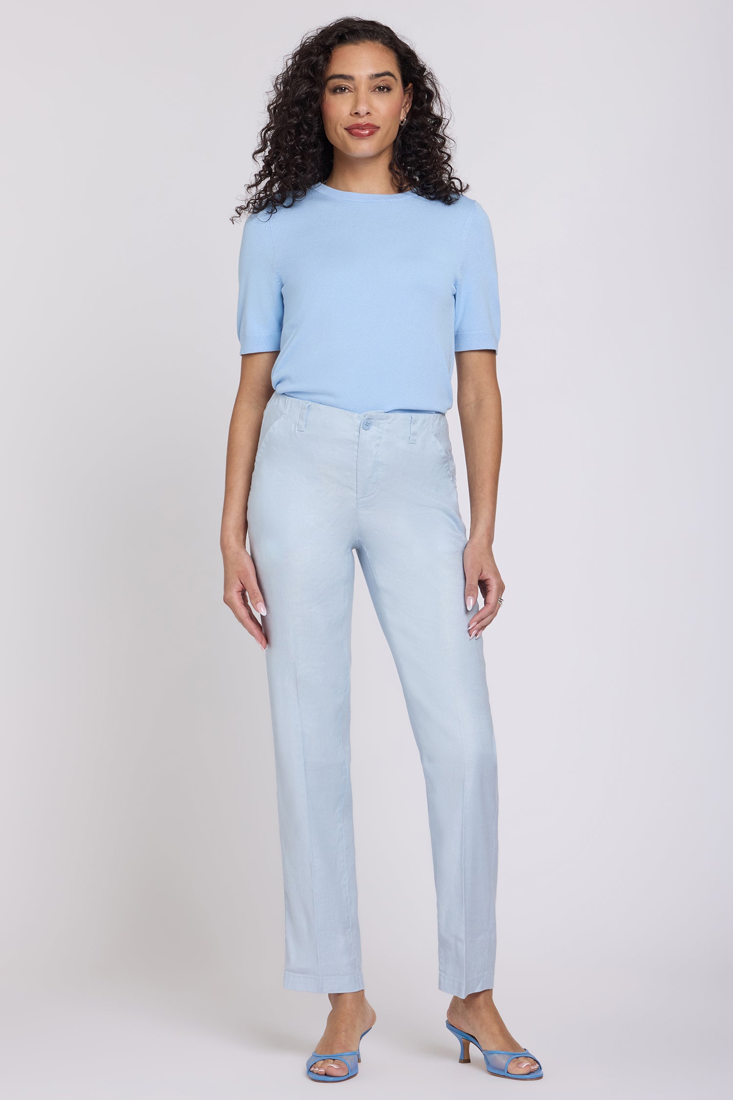 Marilyn Straight Pants In Stretch Linen - Blue Clover Blue | NYDJ