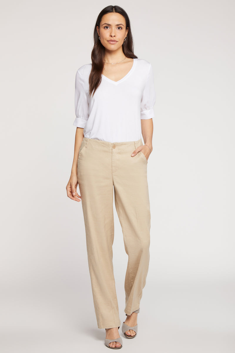 NYDJ Marilyn Straight Pants In Stretch Linen - Feather