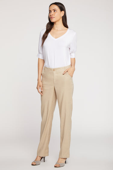 NYDJ Marilyn Straight Pants In Stretch Linen - Feather