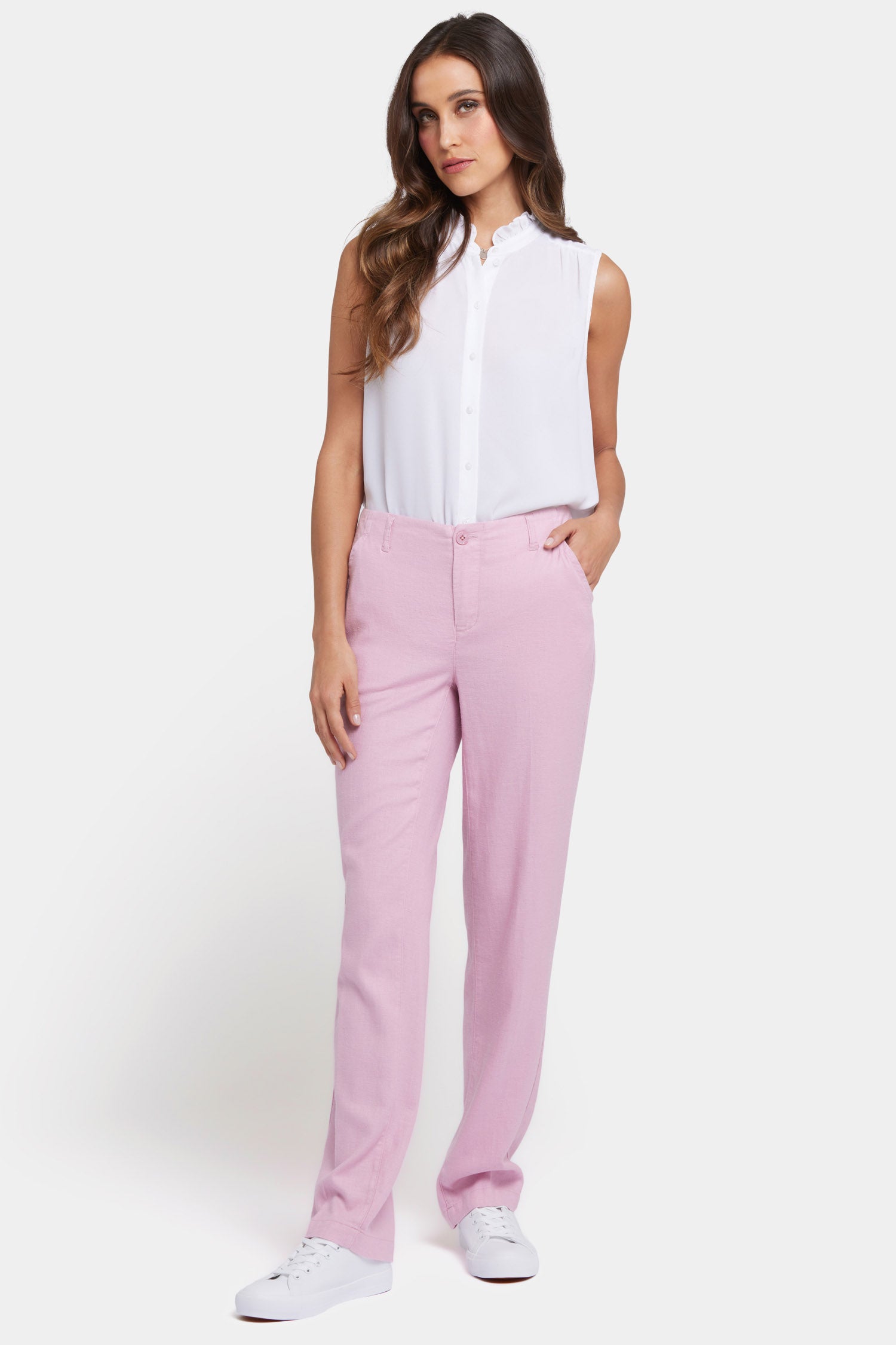 Women's High Waist Skinny Jegging - Light Pink Stretch Twill Trousers (28in Inside Leg)