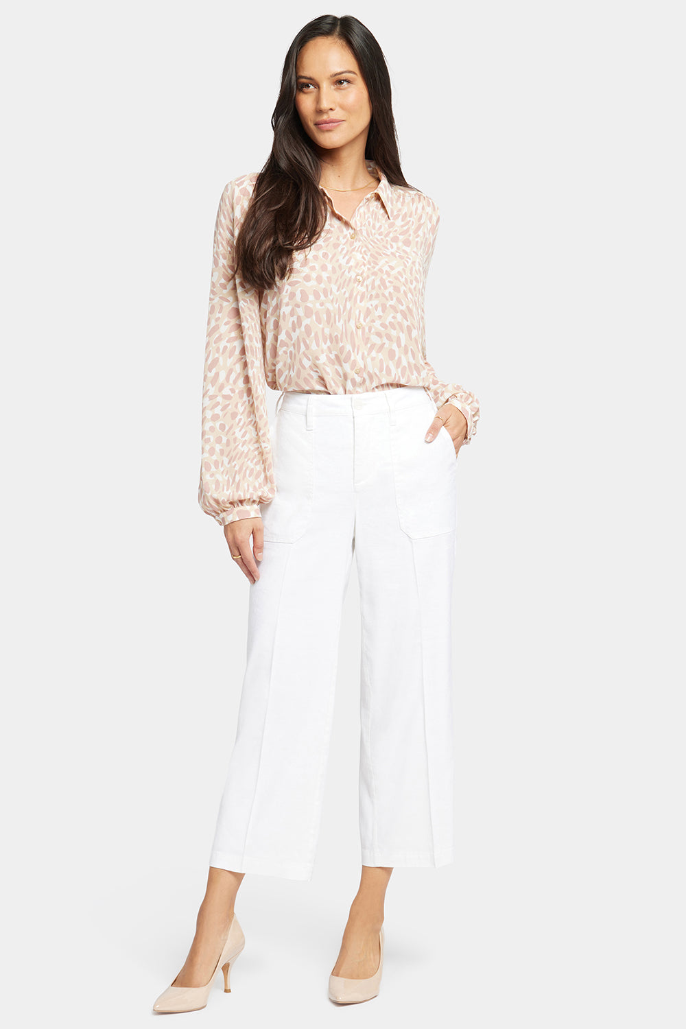 Pantology Women's White Cropped Capri Pants Stretch Cotton Spandex Size 16