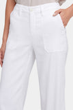 NYDJ Wide Leg Cargo Capri Pants In Stretch Linen - Optic White
