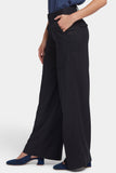 NYDJ Mona Wide Leg Trouser Pants In Stretch Linen With High Rise - Black