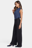 NYDJ Mona Wide Leg Trouser Pants In Stretch Linen With High Rise - Black