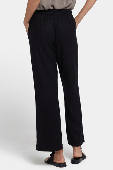 NYDJ Relaxed Drawstring Pull-On Pants In Stretch Linen - Black