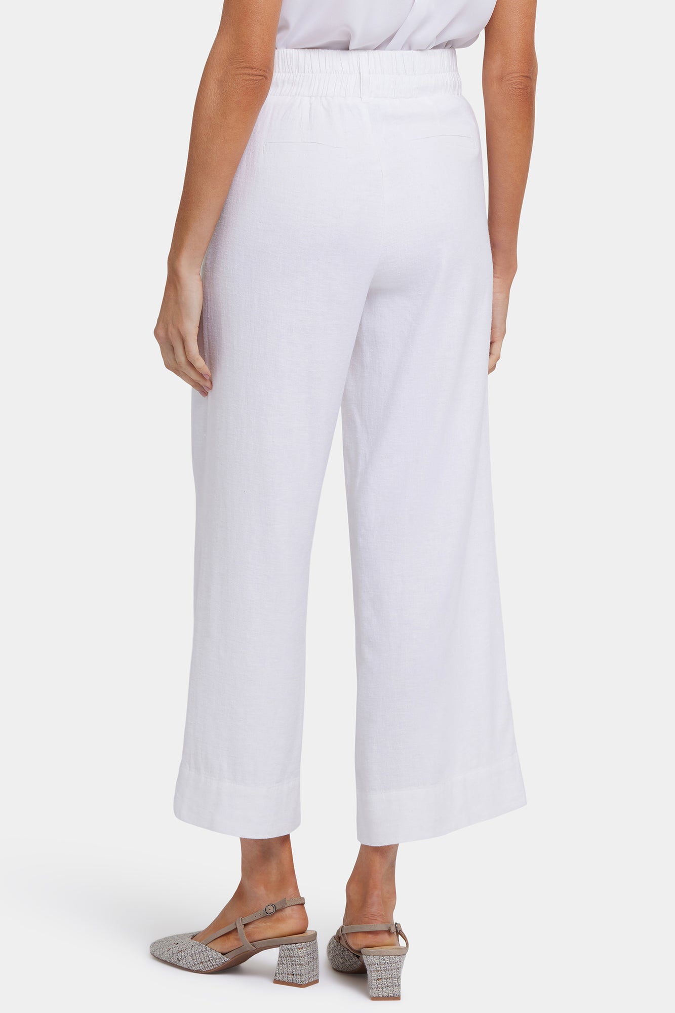 NYDJ Waverly Trouser Pants In Stretch Linen With High Rise - White