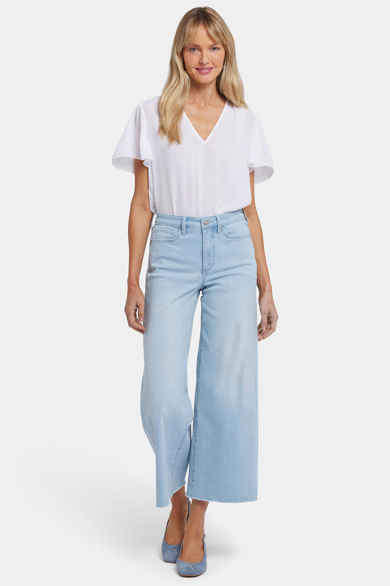 NYDJ Brodi Wide Leg Ankle Jeans In Cool Embrace® Denim With High Rise And Frayed Hems - Clear Waters